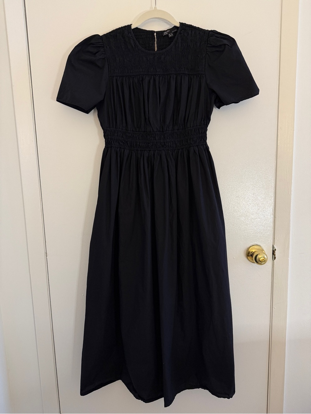 Nobody’s Child Natalia Black Tiered Puff Sleeve Midi Dress Cottagecore Size 4